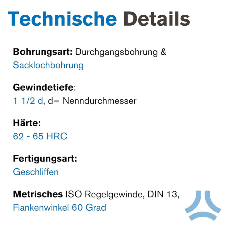 PROFI Gewindebohrer M20 Satz HSSG 3 teilig, Gewindeschneider | Vor-, Mittel- und Fertigschneider | H