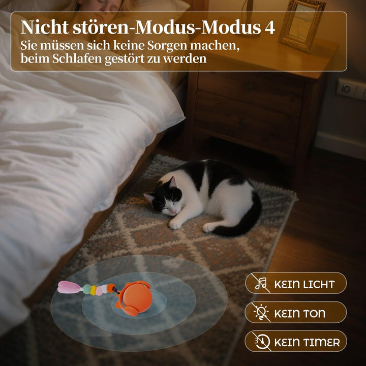 GoldenSun Katzenspielzeug, Automatisch Rollender Ball mit Federschwanz für Hauskatzen, Bewegungsakti