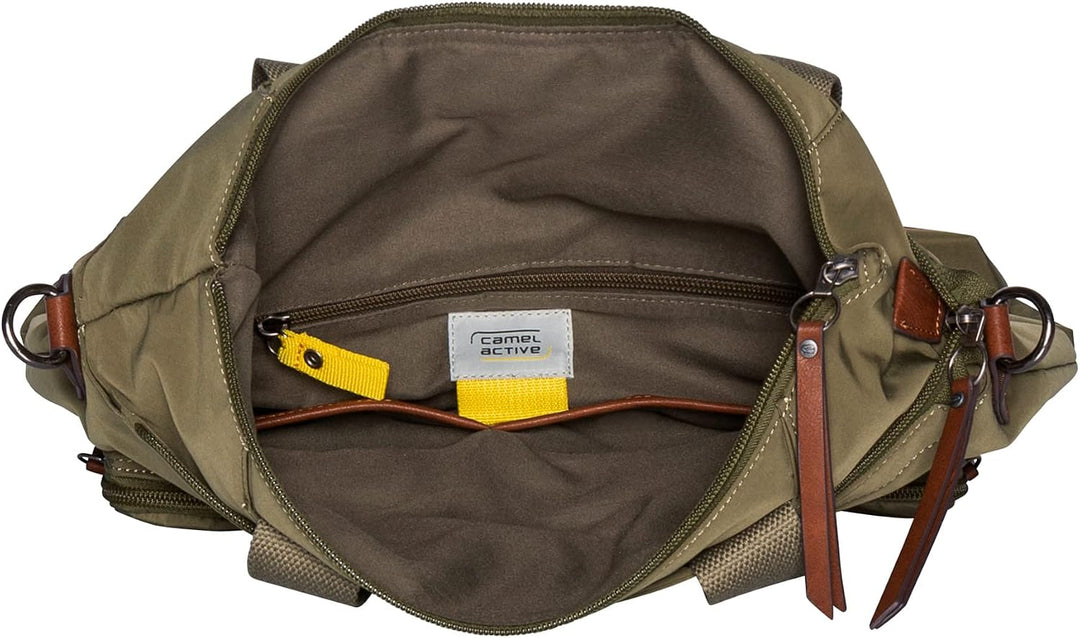 camel active bags Sky Damen Shopper Umhängetasche Reissverschluss Gross Grün Khaki 33,5 x 14,5 x 36,
