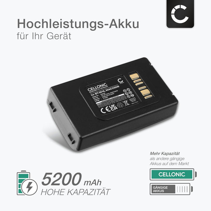 CELLONIC, Barcode-Scanner Akku kompatibel mit Datalogic Skorpio X3, Skorpio X4 (5200mAh, 3.7V)