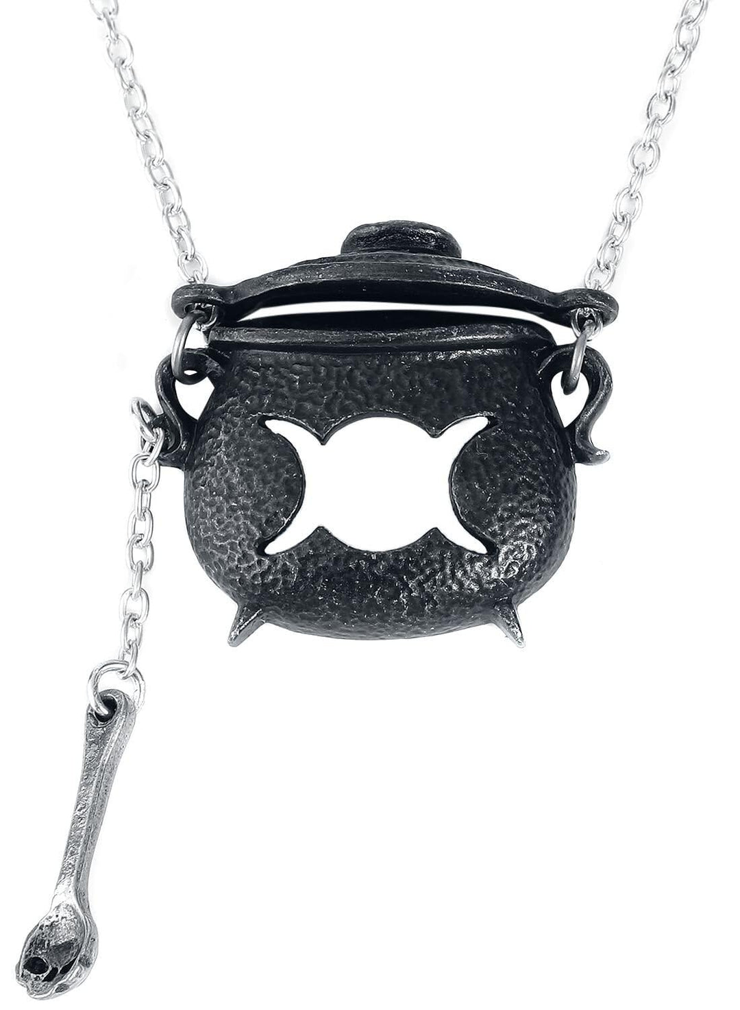 Alchemy Gothic Witches Cauldron Frauen Halskette schwarz/silberfarben Gothic, Schwarz/Silberfarben