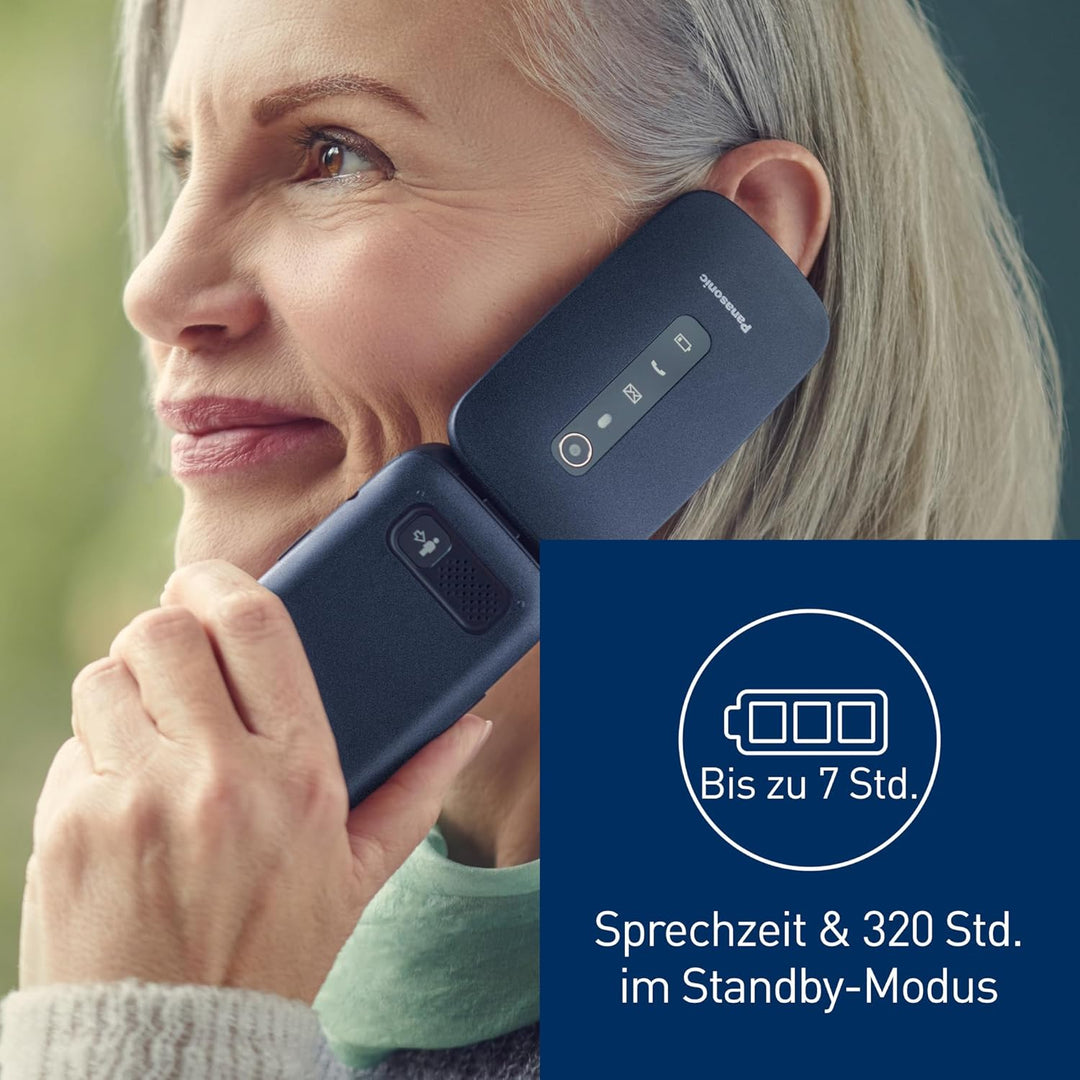 Panasonic KX-TU550EXC 4G Essentials Clamshell Handy für Senioren, 1,2 MP Kamera, Seniorentelefon mit