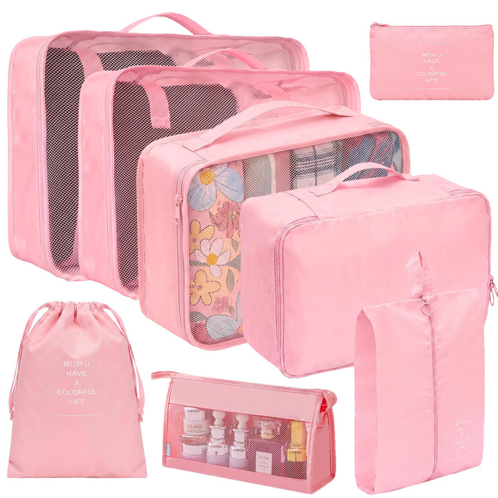 Packing Cubes 8er Set Koffer Organizer Packwürfel Set wasserdicht | Leichte Reise Packtaschen für Ko