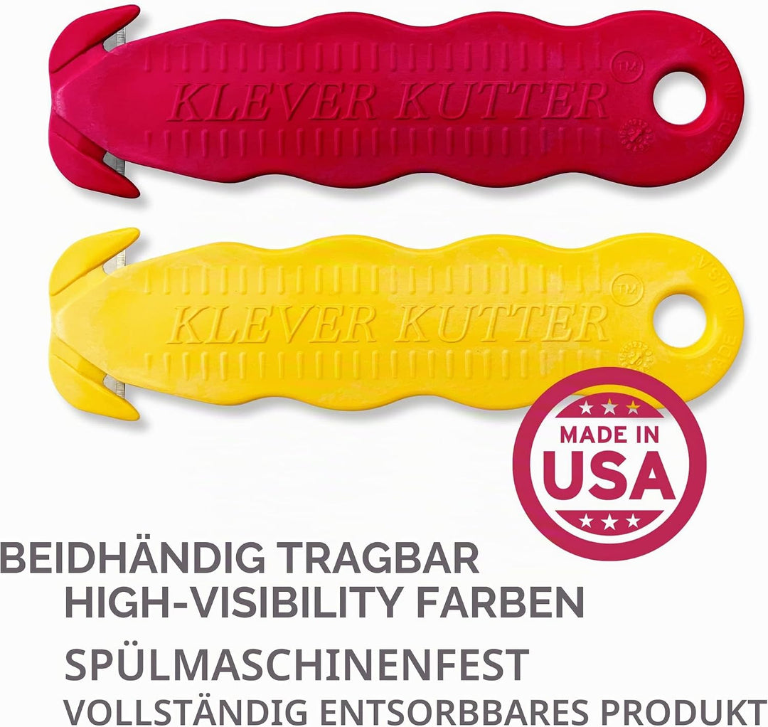 KLEVER INNOVATIONS KCJ-1YKlever Kutter gelb, einzigartiges Doppelhaken-Design - Einweg-Sicherheitssc