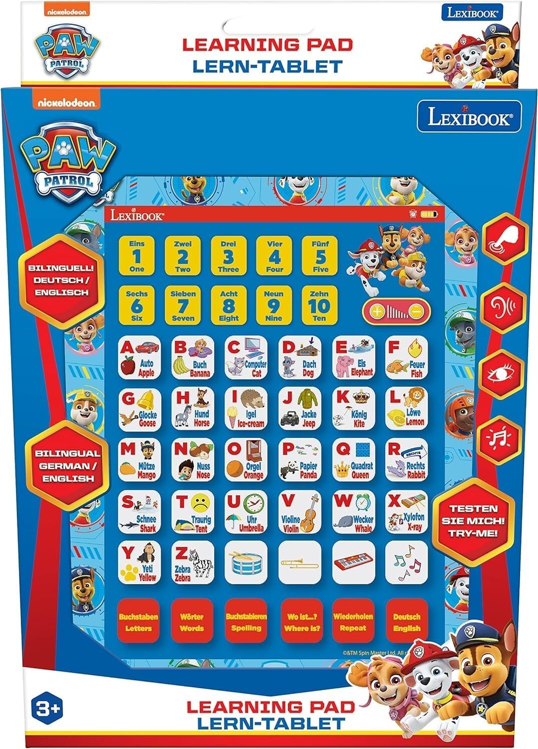 Lexibook, Paw Patrol, Educational Bilingual Interactive Learning Tablet, Spielzeug zum Lernen Alphab