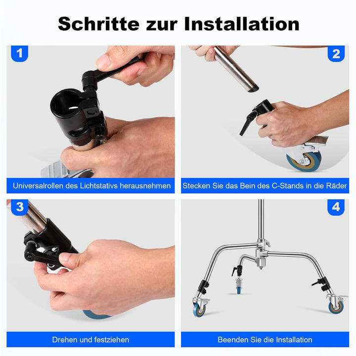 Soonpho 3 Stück Professionelle Lenkrollen Räder für C Stand Stativ, C Ständer Stativrollen, Haltbare
