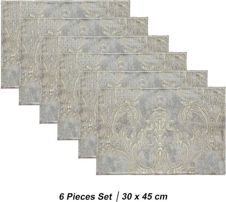 TOPLUXE Platzsets 6er Sets Jaquard Tischset Abwaschbar 30x45cm Platz-Matten für Esstisch Urlaub Part