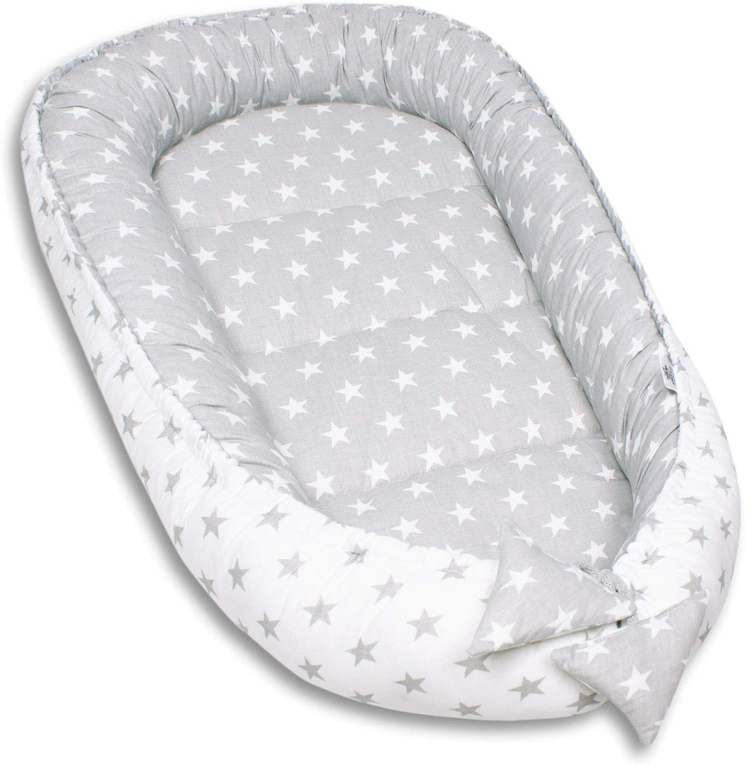 PaLulli Babynest Babynestchen 50x90 cm Babykokon, 2seitig, 100% Baumwolle, Nestchen für Babybett, Ku