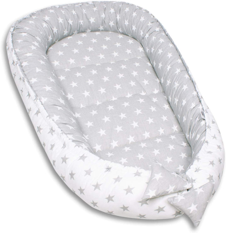 PaLulli Babynest Babynestchen 50x90 cm Babykokon, 2seitig, 100% Baumwolle, Nestchen für Babybett, Ku