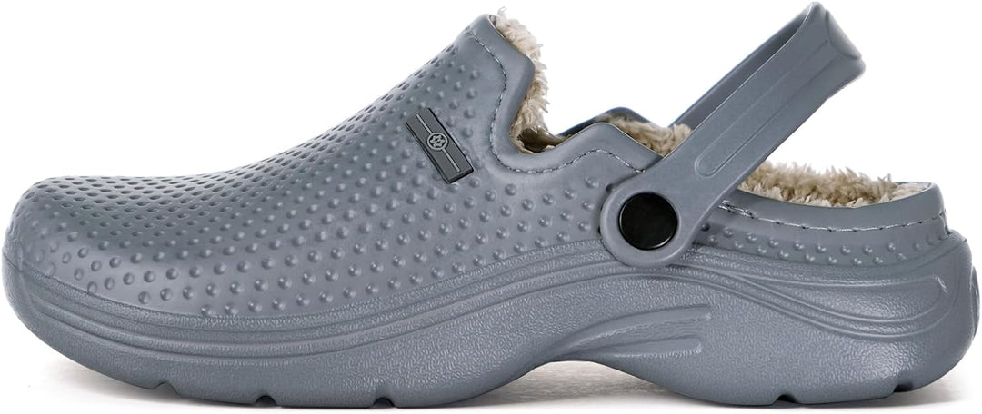 Hsyooes Clogs Damen Winter Gartenschuhe Herren Gefütterte Hausschuhe Wasserdicht Plüsch Pantoletten
