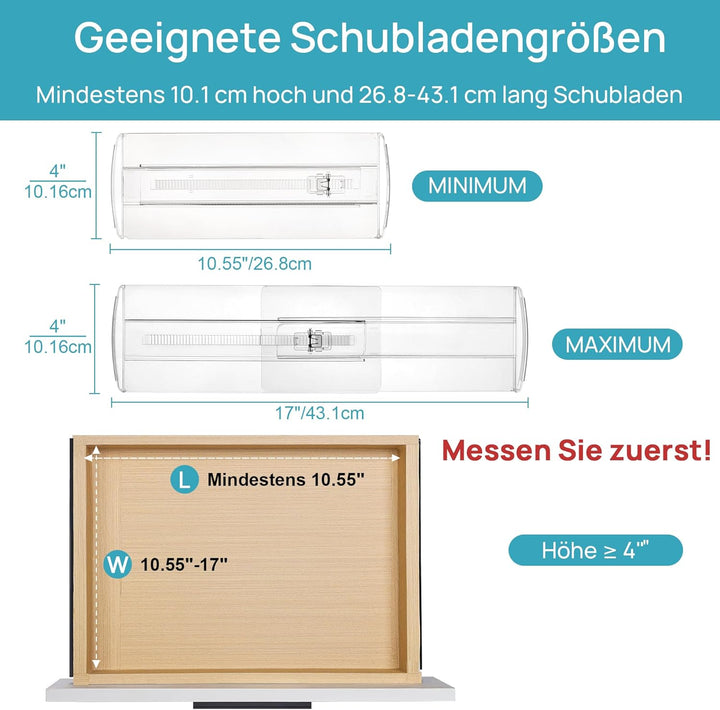 Vtopmart 8 Pack Schubladentrenner, Schubladentrenner Verstellbar (27.94-43.18cm), Transparente Schub