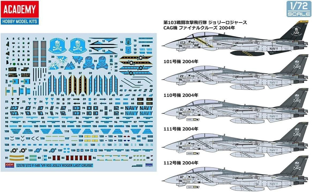 Academy 1/72 US Navy F-14B Tomcat VF-103 Jolly Rogers Kunststoff Modell 12578