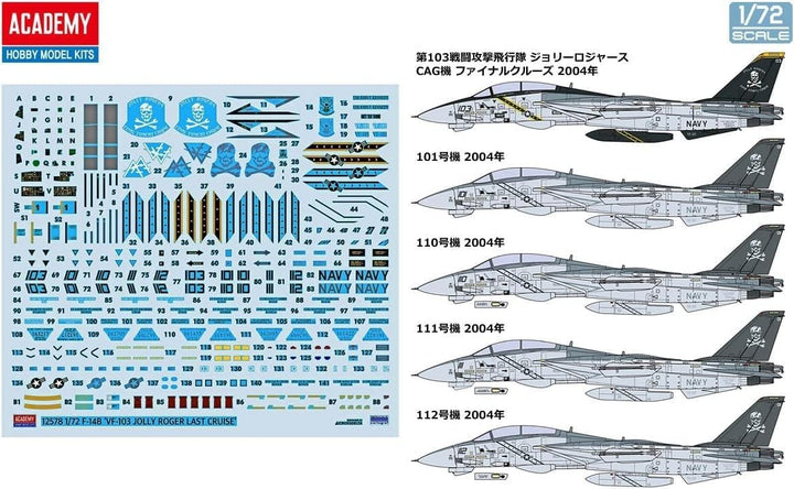 Academy 1/72 US Navy F-14B Tomcat VF-103 Jolly Rogers Kunststoff Modell 12578