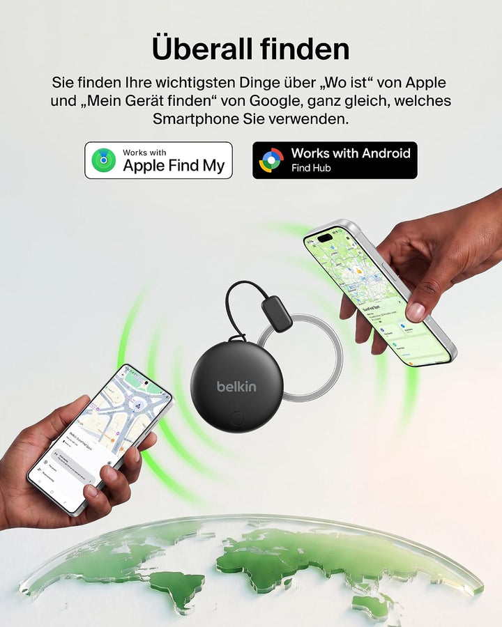 Belkin SureFind Spot Tracker, Apple Find My + Google Find Hub – Schwarz