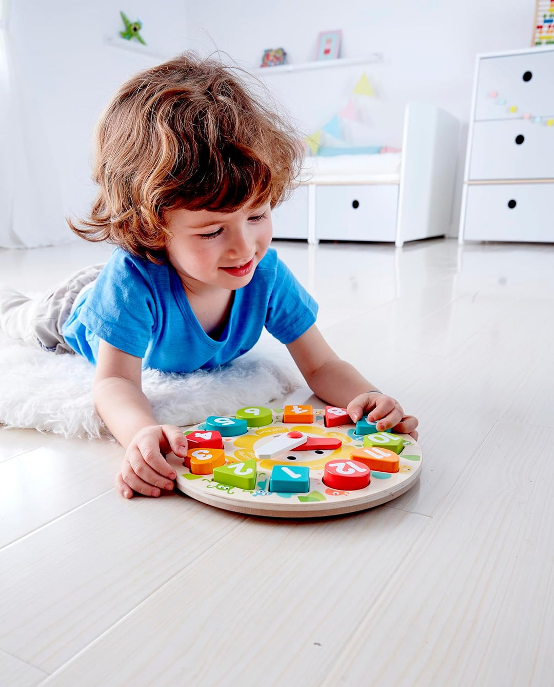 Hape Steckpuzzle Uhr - Grosses Holz-Uhrpuzzle-Lernspielzeug mit dicken Zeigern und Zahlen, pädagogis