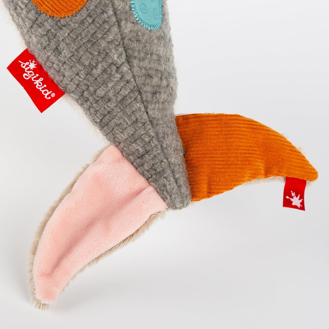 sigikid 43221 Kuscheltier Delfin Patchwork Sweety, Yellow für Mädchen und Jungen von 0 bis 8 Jahren