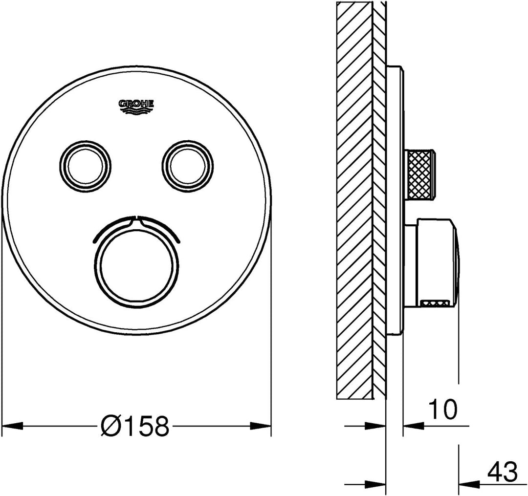 GROHE Smartcontrol - Unterputzmischer mit 2 Absperrventilen (langlebige Oberfläche, Fertigmontageset