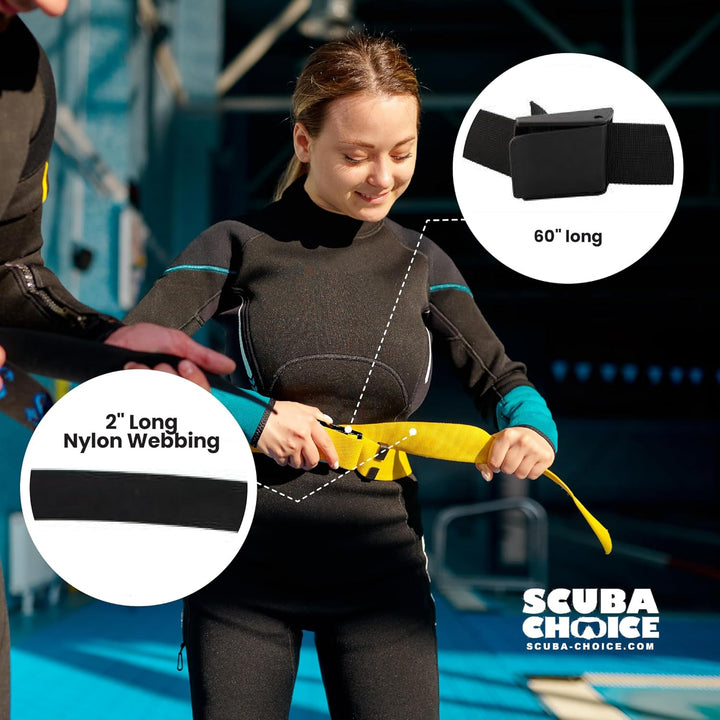 'Scuba Choice Diving 60'' Long 2'' Webbing Weight Belt with Plastic Buckle' Schwarz, Schwarz