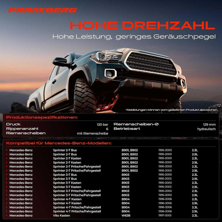 Frankberg Servopumpe Hydraulikpumpe Lenkung Kompatibel mit Sprinter 2-T 901 902 Sprinter 3-T 903 2.3