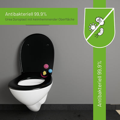 LUVETT® WC-Sitz mit Absenkautomatik C100 oval universell, Toilettendeckel mit 3 Edelstahl Montagelös