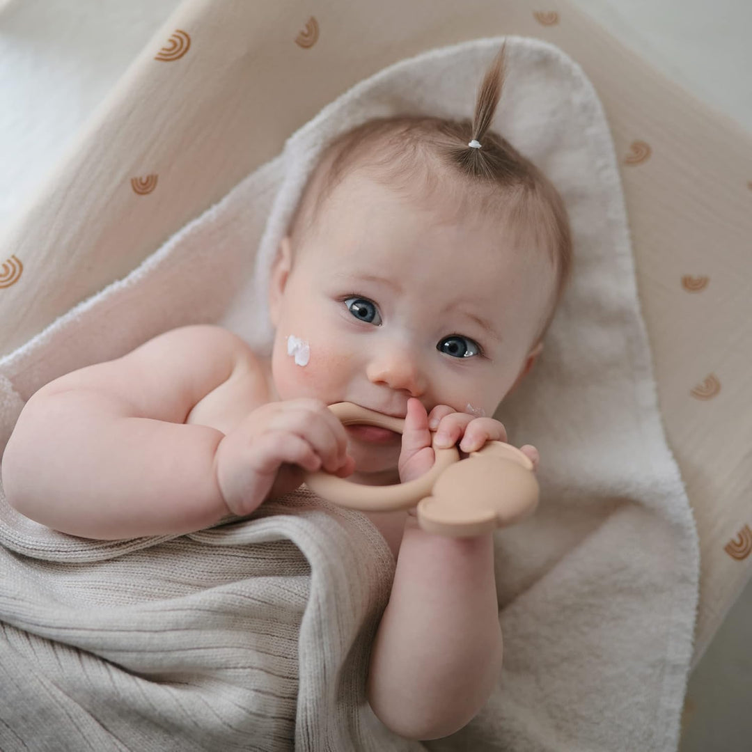 Mushie Beissring für Babys aus BPA-frei Silikon | Fördert Sehsinn &amp; Motorik Baby | Zahnen Nursing Zu