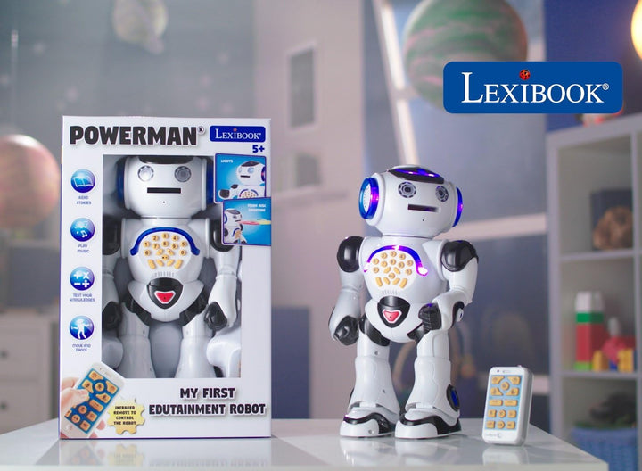Powerman ROB50EN Spielzeugrobot, mit Fernbedienung, pädagogischer Roboter, Tanz, singt, Geschichten,