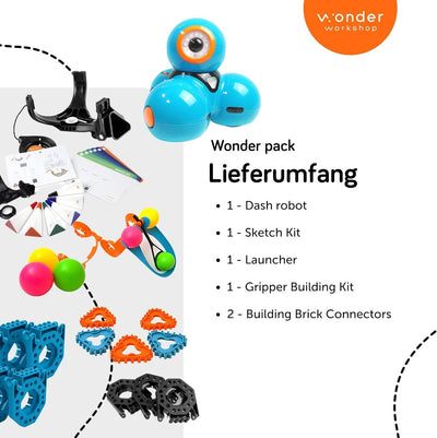 Wonder Workshop Dash Robot Wonder Pack – Coding Robot Educational Bundle for Kids 6+ – Free STEM App