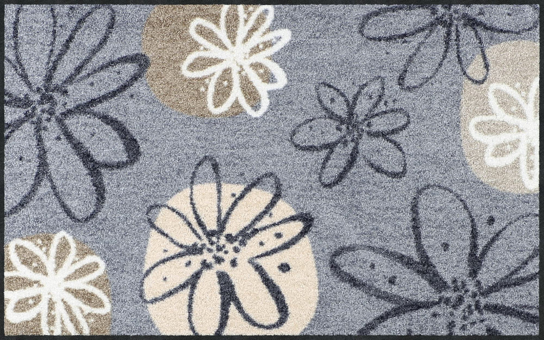 Erwin Müller Fussmatte Koblenz, Schmutzfangmatte, Fussabtreter rutschhemmend, Blumenmotiv grau/braun