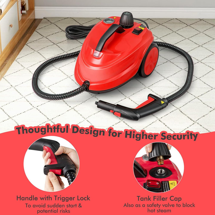 FANTASK Dampfreiniger 2000W, Steam Cleaner inkl. 13 Zubehör & 5m lange Netzkabel, Dampfdruck: max. 5