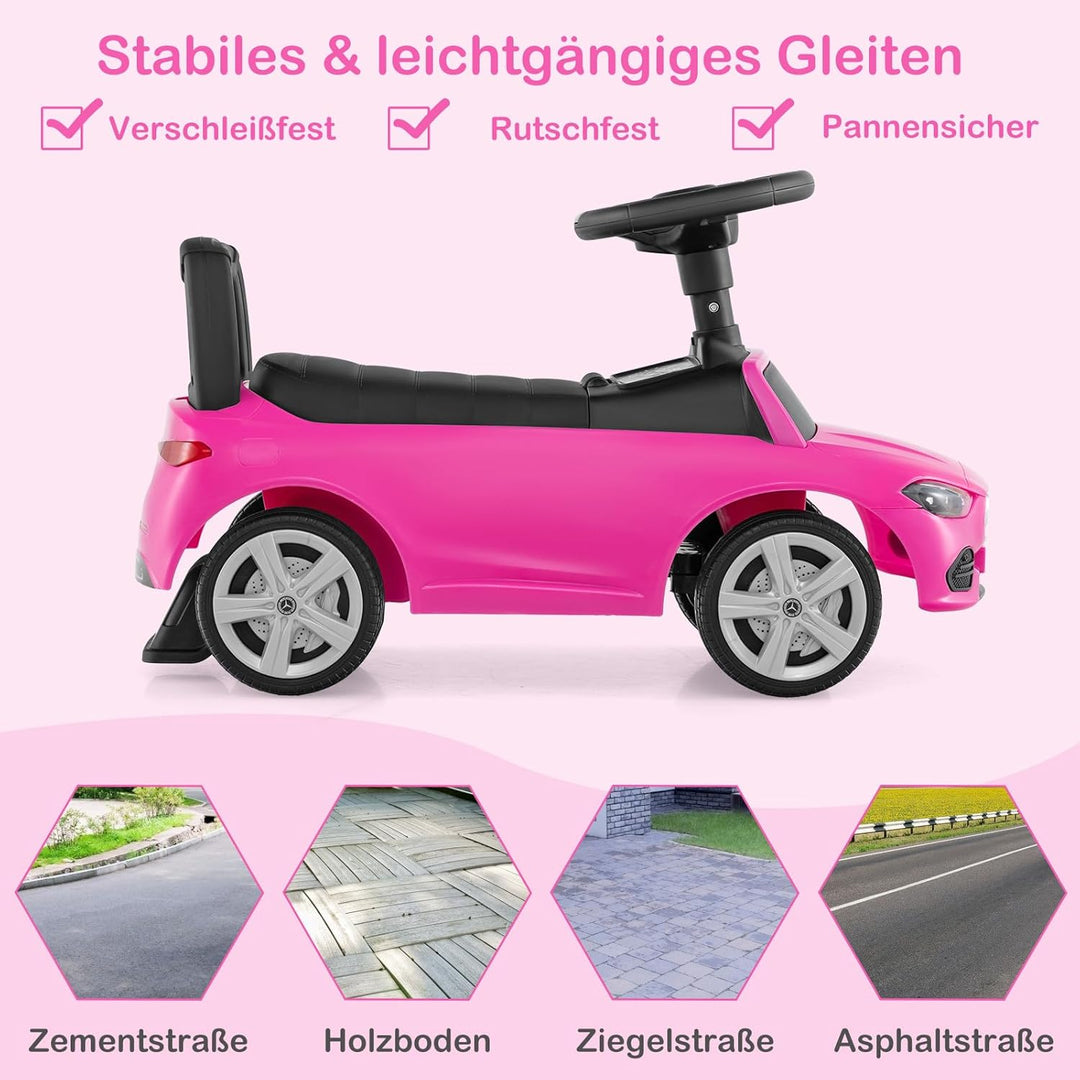 COSTWAY Mercedes-Benz Rutschauto, Rutschfahrzeug mit Stauraum unter dem Sitz, Schiebauto mit Hupe &