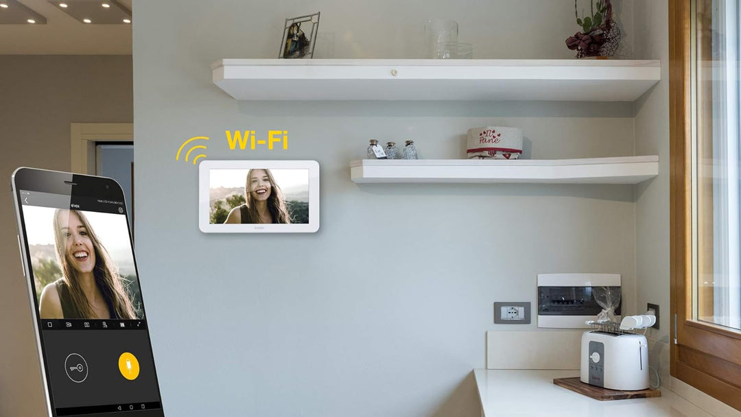 Vimar K40945 Videosprechenalagen-Set enthält Freisprech-Touchscreen-Videohaustelefon LCD 7in und WLA