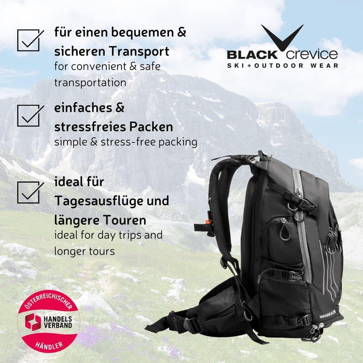 Black Crevice Fahrrad & Skitouren Rucksack MANAKAU 26 L I Outdoor Rucksack mit Trinksystem & Regenhü