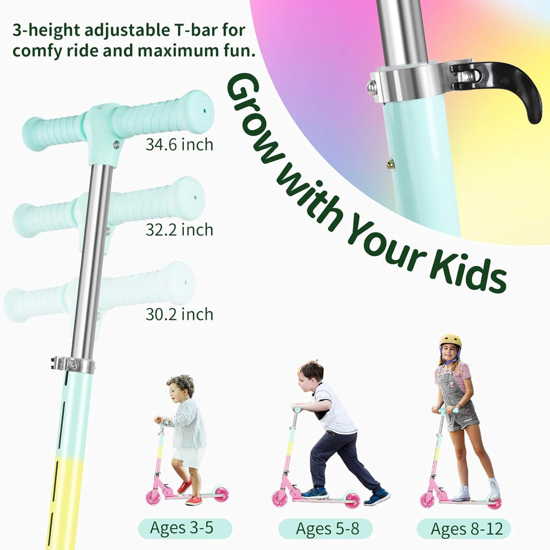 BELEEV V2 Roller Kinder Scooter 6 Jahre, Upgrade mit LED Leuchtenden Rädern, Lenksäule und Deck, Höh