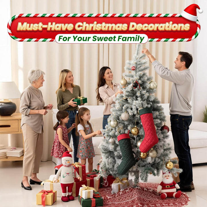 2 Stück Nikolausstrumpf zum befüllen, 48cm lang Weihnachtsstrumpf, Samt Weihnachtssocken für Party D