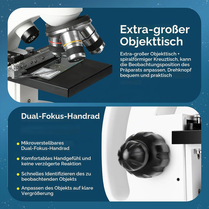 Binokulares Mikroskopie (40X-1000X) Double Layer Mechanical Stage, Handy-Halter für den Laborgebrauc