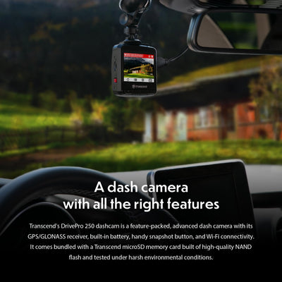 Transcend Dashcam - DrivePro 250-64GB (Saugnapfhalterung)