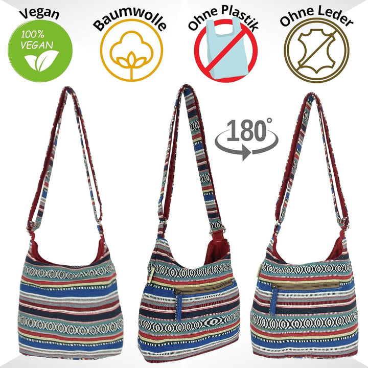 Sunsa Damen Umhängetasche. Hobo Tasche aus gewebter Baumwolle mit verstellbare Henkel. Crossbody Sch