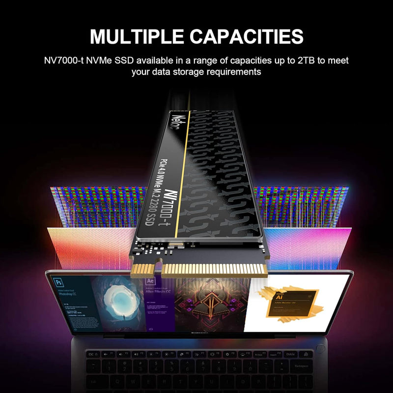 Netac NV7000-t 1TB M.2 NVMe Gen 4, Interne SSD 7300 MB/s Lesen, PCIe 4.0 X4, Internes Solid State La