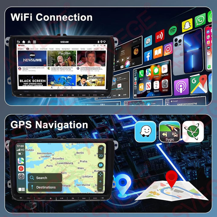 ASVEGE 9" Android 14 Auto Radio für VW Golf 5/6/7 Passat B6/B7 Tiguan Touran | 4+64GB | Wireless Car