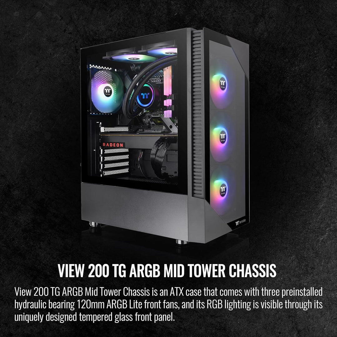 Thermaltake View 200 TG ARGB Motherboard Sync ATX gehärtetes Glas Mid Tower Computergehäuse mit 3 x
