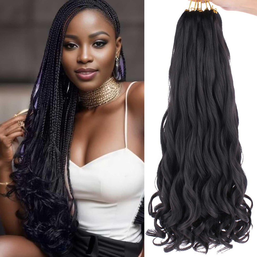 Xtrend 8 Packs French Curly Braiding Hair 22 Inch Pre Stretched Bouncy Loose Wavy Braiding Hair Hair