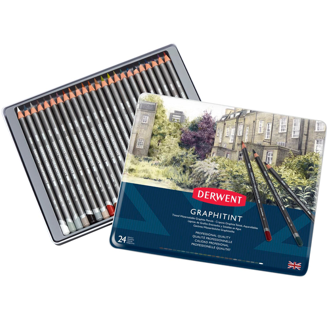 Derwent Graphitint Tinted Graphite Drawing Pencils, Getönte Graphit-Zeichenstifte, 24er-Set, Wasserl