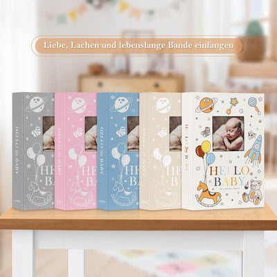 Lanpn Baby Fotoalbum 10x15 300 Fotos, Leinen Fotoalbum Einsteckalbum, Babyalbum mit Memo Schreibfeld