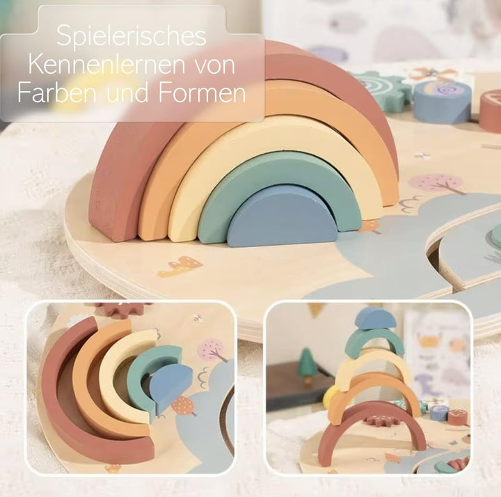 Generisch U3 Montessori Holz Sensorikboard für Kinder ab 1 Jahr, Motorikbrett mit Perlenlabyrinth, Z
