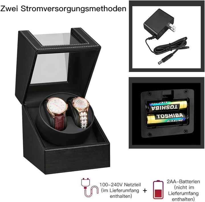 Automatische Uhrenbeweger Box,luxuriöser Uhrenbeweger,Uhrengehäuse mit leisem Mabuchi Motor,Batterie