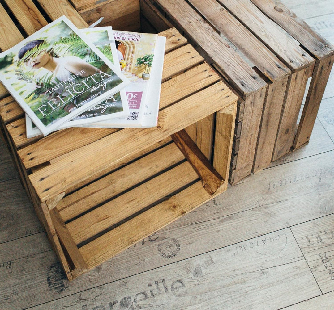 Teramico Holzkisten im Set Angebot: Originale Vintage Obstkisten zum Möbelbau od. als Dekoration, se