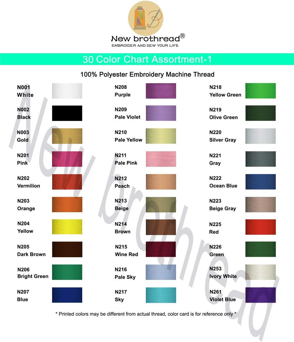 New brothread 32 Spulen Polyester Maschinen Stickgarn 1000M Jeder Spule - Farben ähnlich wie Janome