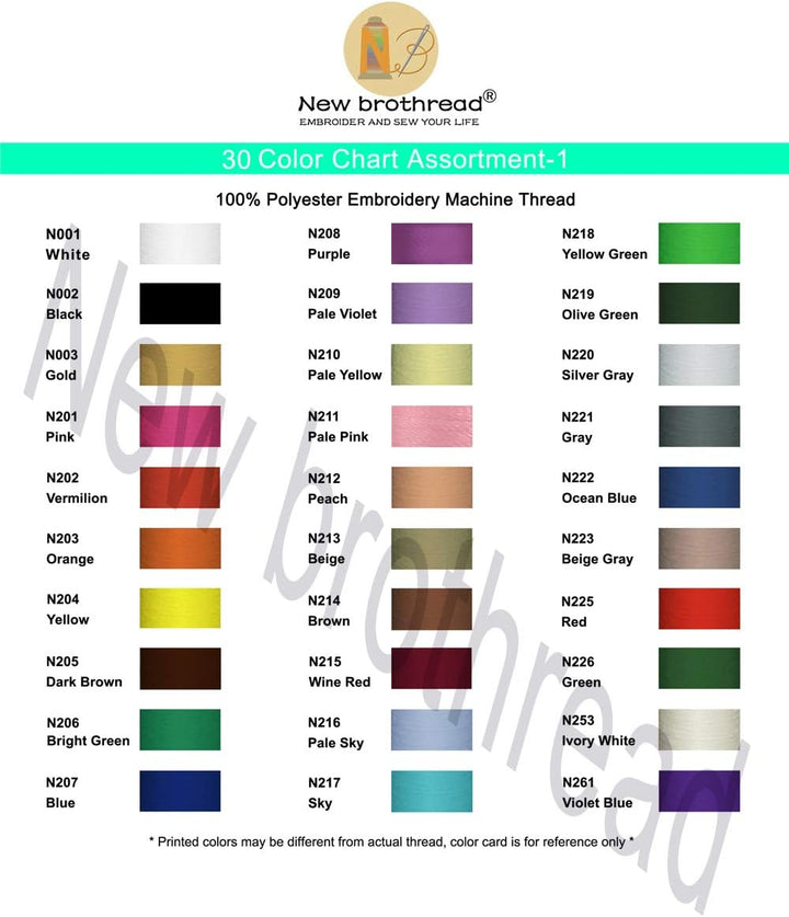 New brothread 32 Spulen Polyester Maschinen Stickgarn 1000M Jeder Spule - Farben ähnlich wie Janome