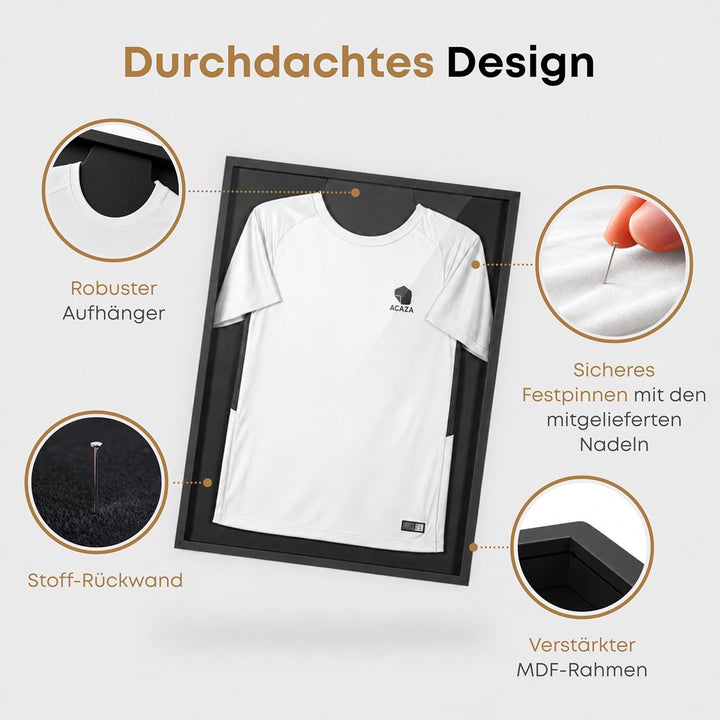 ACAZA Trikotrahmen 60 x 80cm, 3D Bilderrahmen tief zum befüllen mit Fussball-, Eishockey-, Rugby-, N