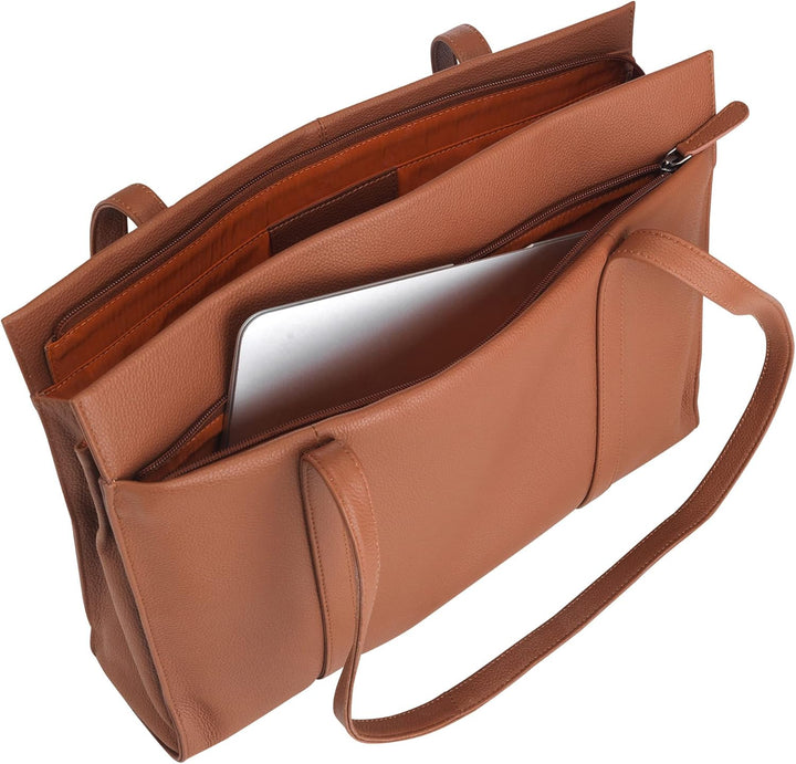 Josephine Osthoff Damen Handtasche Legat, Shopper aus 100% Echleder, handgemacht mit Laptopfach bis